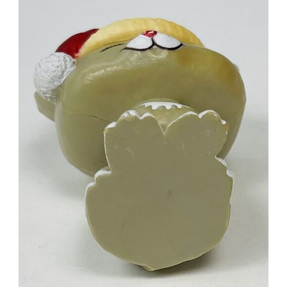 VTG HALLMARK Merry Miniatures Cat Figurine w/ Santa Hat 1980s *Discoloration* - Picture 3 of 4